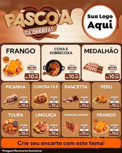 Modelo de Rede Social para Feed Instagram com o tema Páscoa de Ofertas para Assados