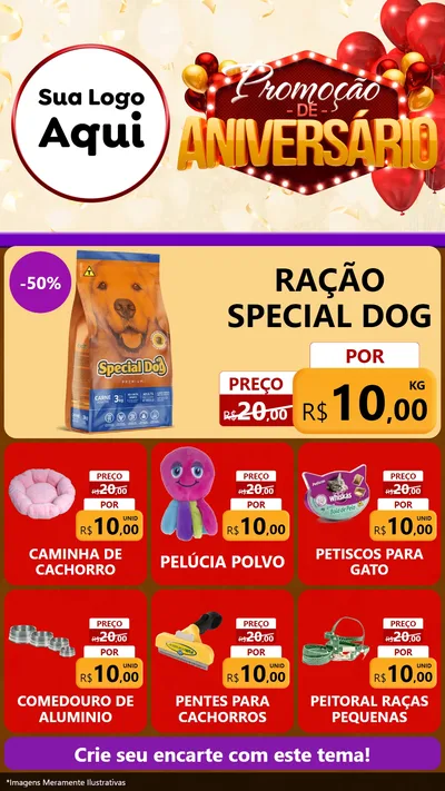 Modelo de Rede Social para Stories com o tema Promoção de Aniversário para Pet Shop