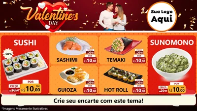 Modelo de TV para TV Horizontal com o tema Valentine's Day para Comida japonesa