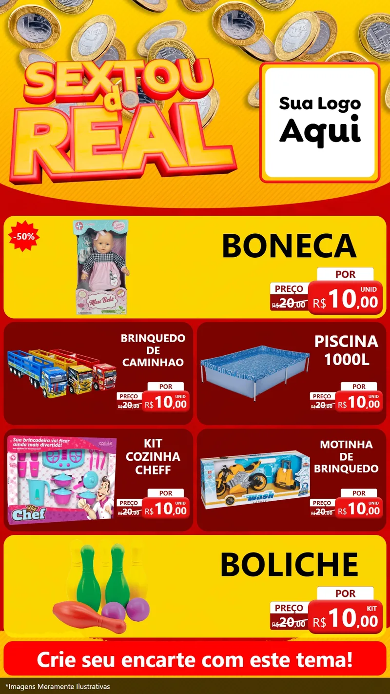 Modelo de TV para TV Vertical com o tema Sextou do Real para Brinquedos