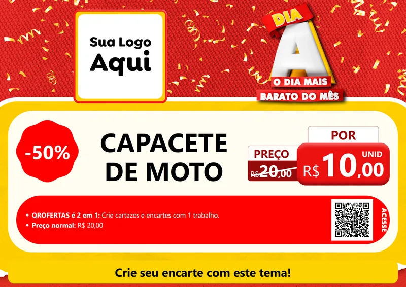 Modelo de Cartaz para Cartaz A4 Horizontal com o tema Dia A o Dia Mais Barato do Mês para Moto peças