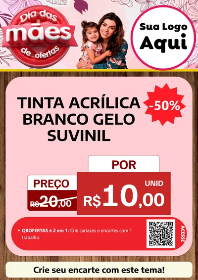 Modelo de Cartaz para Cartaz A4 Vertical com o tema Dia Das Mães De Ofertas para Tintas e Ferramentas
