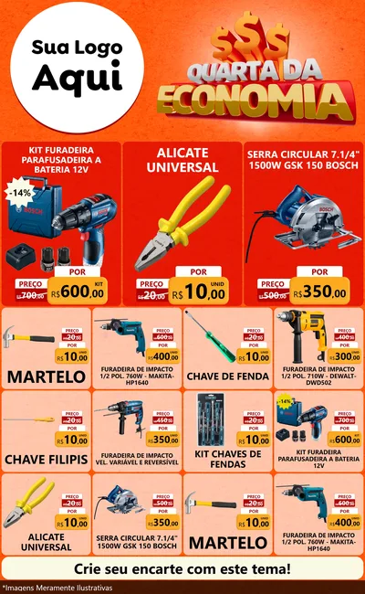 Modelo de Encarte para Encarte Grande com o tema Quarta da Economia para Maquinas e Ferramentas