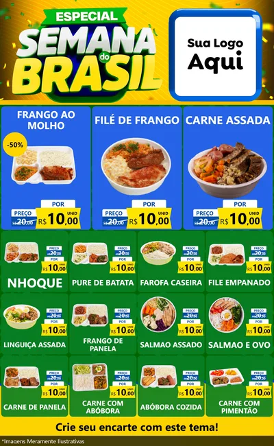 Modelo de Encarte para Encarte Grande com o tema Especial Semana do Brasil para Restaurante
