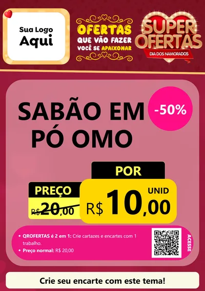 Modelo de Cartaz para Cartaz A4 Vertical com o tema Dia dos Namorados para Produtos de Limpeza