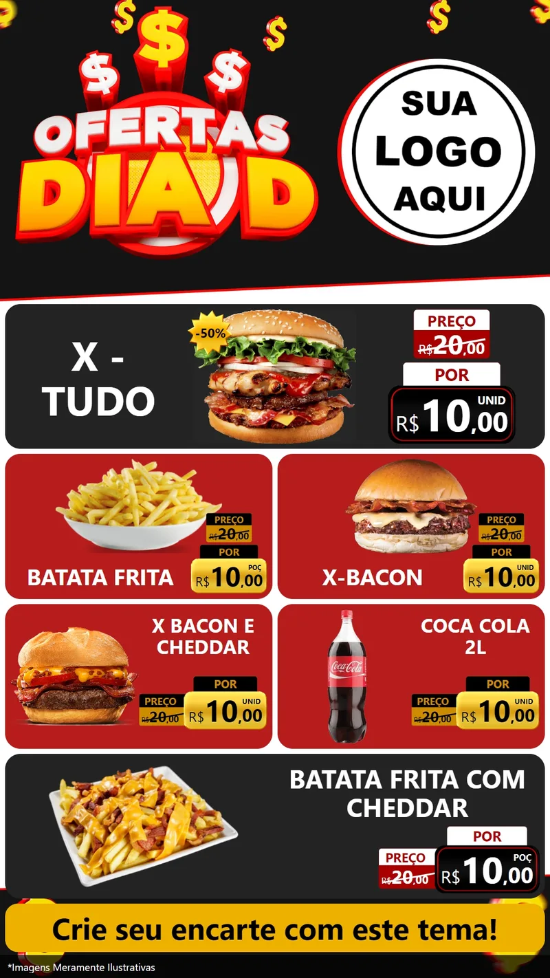 Modelo de TV para TV Vertical com o tema Ofertas Dia D para Hamburgueria