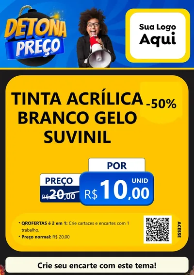 Modelo de Cartaz para Cartaz A4 Vertical com o tema Detona Preços para Tintas e Ferramentas