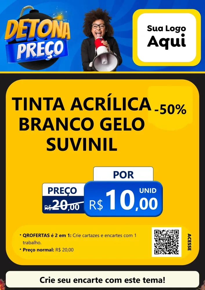 Modelo de Cartaz para Cartaz A4 Vertical com o tema Detona Preços para Tintas e Ferramentas
