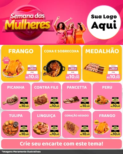 Modelo de Rede Social para Feed Instagram com o tema Semana das Mulheres para Assados