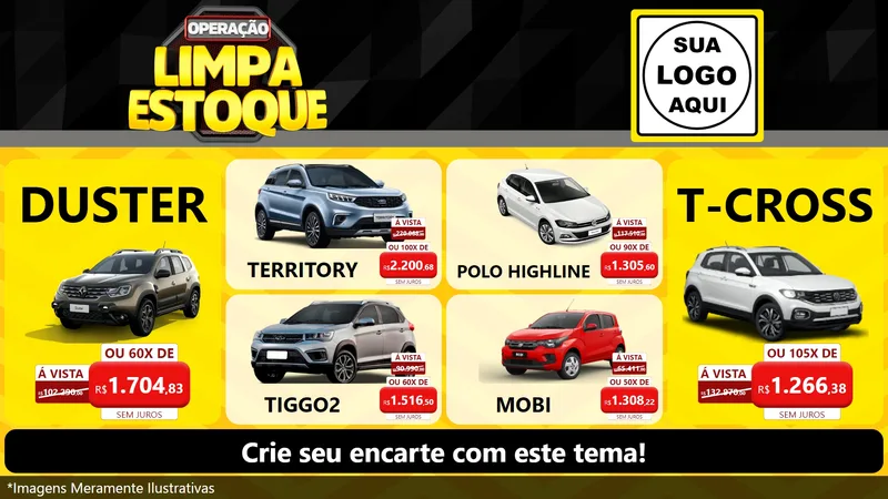 Modelo de TV para TV Horizontal com o tema Operação Limpa Estoque para Concessionaria de Carros