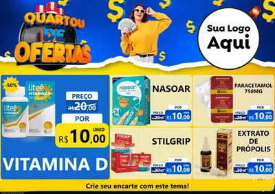 Modelo de Encarte para Encarte A4 Horizontal com o tema Quartou de Ofertas para Farmácia