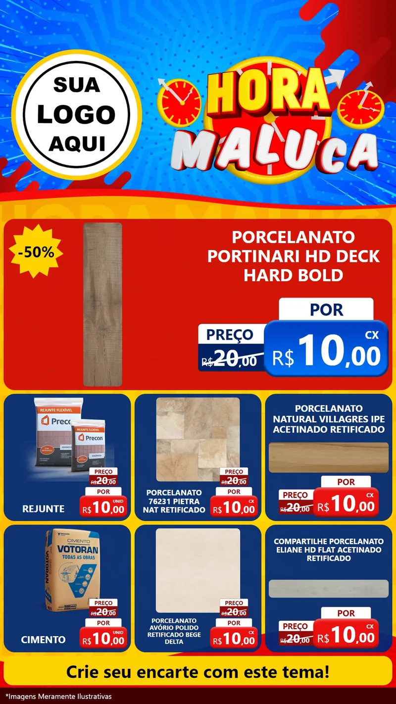 Modelo de Rede Social para Stories com o tema Hora Maluca para Pisos e revestimentos