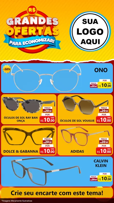 Modelo de TV para TV Vertical com o tema Grandes Ofertas Para Economizar! para Óticas