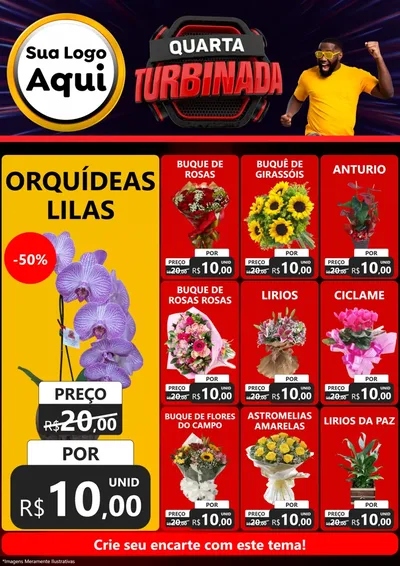 Modelo de Encarte para Encarte A4 Vertical com o tema Quarta Turbinada para Floricultura e jardim