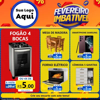 Modelo de Rede Social para Feed Facebook com o tema Fevereiro Imbatível para Móveis e Eletro