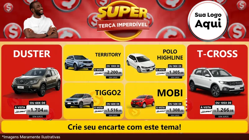Modelo de TV para TV Horizontal com o tema Super Terça Imperdível para Concessionaria de Carros