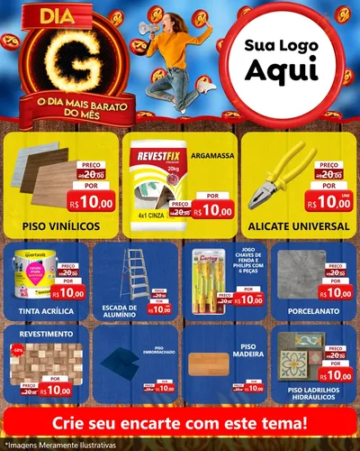 Modelo de Rede Social para Feed Instagram com o tema Dia G - O Dia Mais Barato Do Mês para Material para Construção