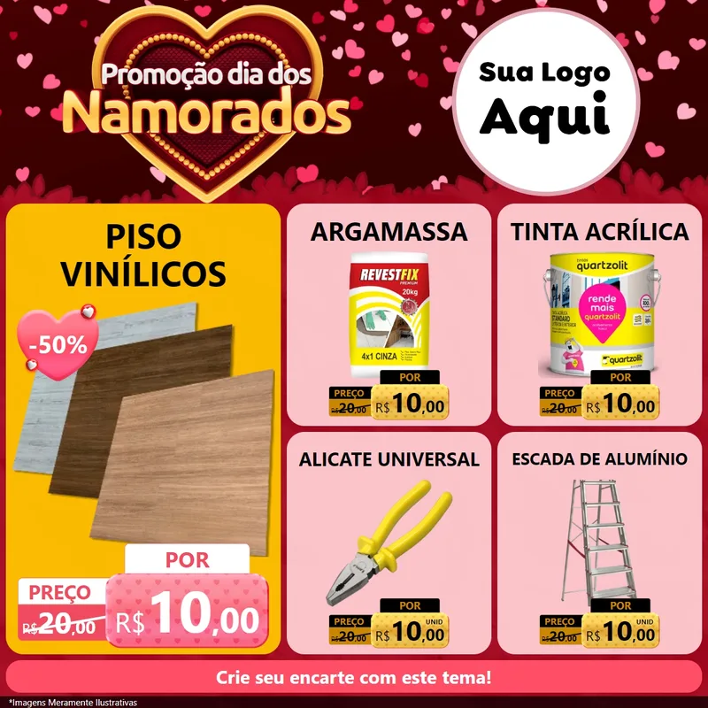 Modelo de Rede Social para Feed Facebook com o tema Promoção Dia Dos Namorados para Material para Construção