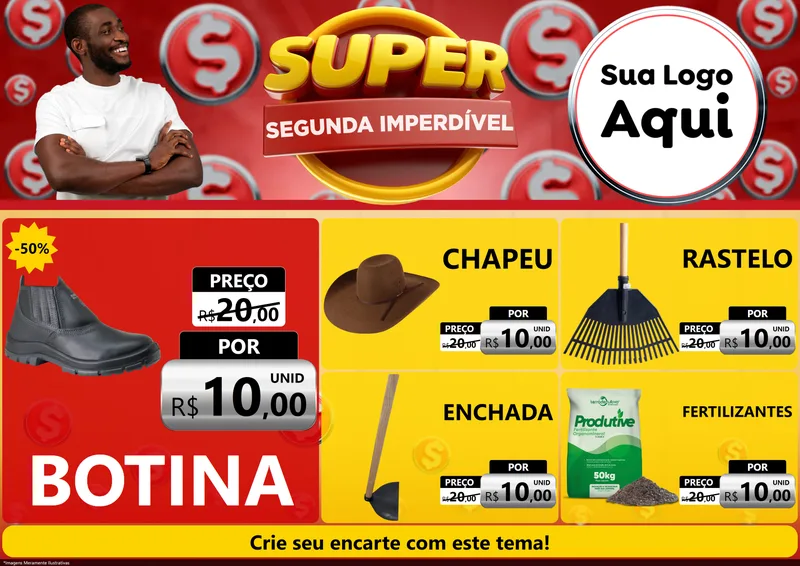 Modelo de Encarte para Encarte A4 Horizontal com o tema Super Segunda Imperdível para Agropecuária