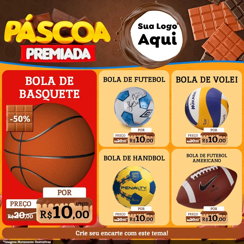Modelo de Rede Social para Feed Facebook com o tema Páscoa Premiada para Artigos Esportivos