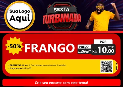 Modelo de Cartaz para Cartaz A4 Horizontal com o tema Sexta Turbinada para Assados