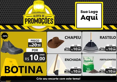Modelo de Encarte para Encarte A4 Horizontal com o tema Alerta de Promoções para Agropecuária
