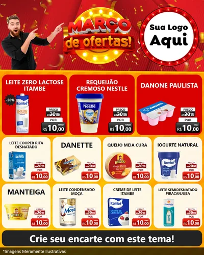 Modelo de Rede Social para Feed Instagram com o tema Março de Ofertas! para Frios e Laticínios