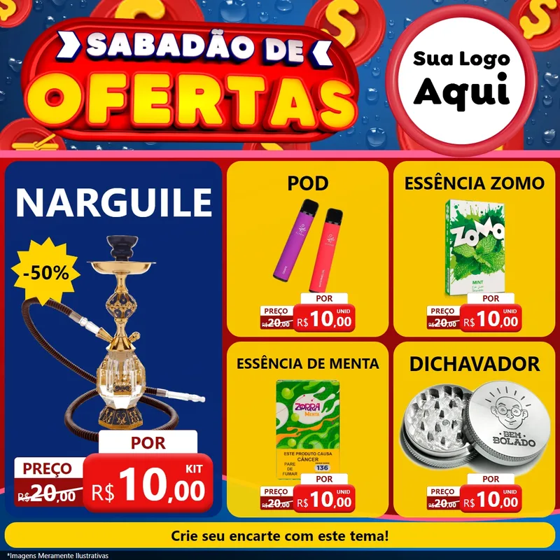 Modelo de Rede Social para Feed Facebook com o tema Sabadão de Ofertas para Tabacaria