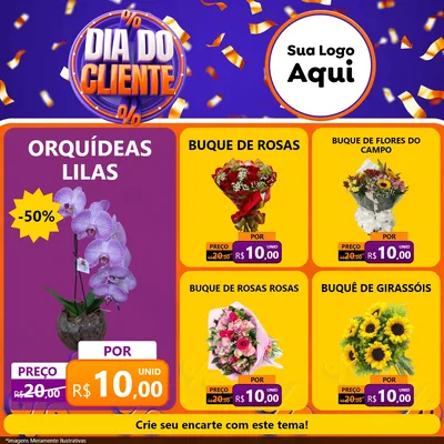 Modelo de Rede Social para Feed Facebook com o tema Dia do Cliente para Floricultura e jardim