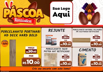Modelo de Encarte para Encarte A4 Horizontal com o tema Páscoa Fantástica para Pisos e revestimentos