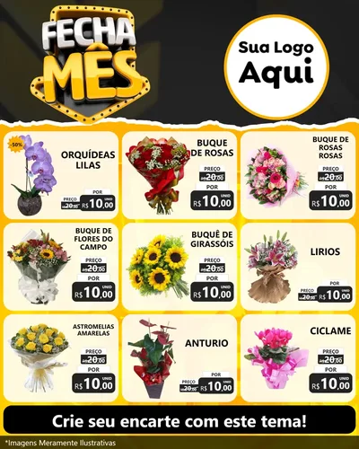 Modelo de Rede Social para Feed Instagram com o tema Fecha Mês para Floricultura e jardim