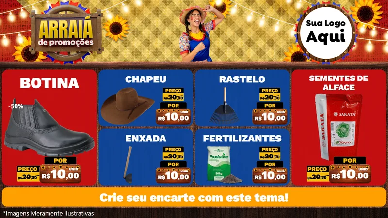 Modelo de TV para TV Horizontal com o tema Arraiá de Promoções para Agropecuária