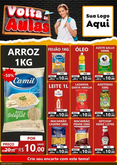 Modelo de Encarte para Encarte A4 Vertical com o tema Volta Às Aulas para Supermercado