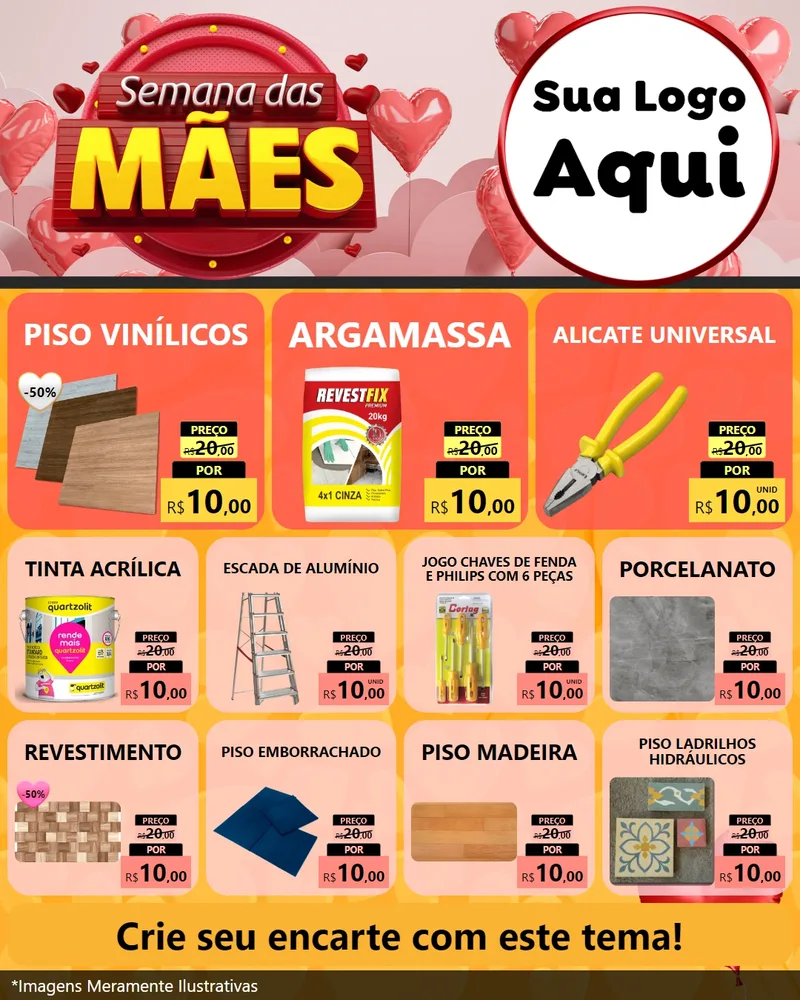 Modelo de Rede Social para Feed Instagram com o tema Semana das Mães para Material para Construção