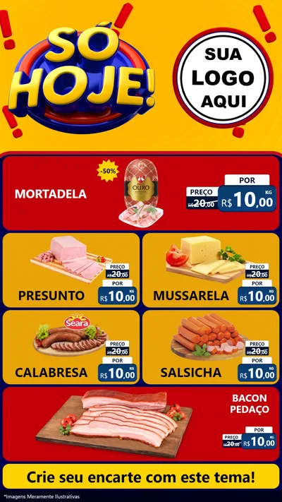 Modelo de TV para TV Vertical com o tema Só Hoje! para Frios e Laticínios