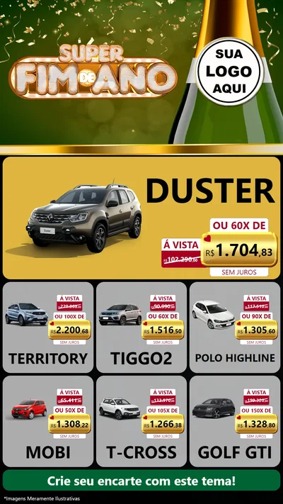 Modelo de Rede Social para Stories com o tema Super Fim de Ano para Concessionaria de Carros