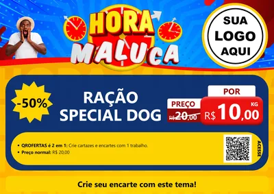 Modelo de Cartaz para Cartaz A4 Horizontal com o tema Hora Maluca para Pet Shop