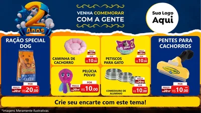 Modelo de TV para TV Horizontal com o tema Aniversário de 2 anos para Pet Shop
