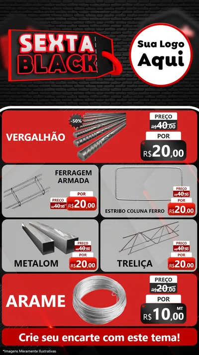 Modelo de TV para TV Vertical com o tema Sexta Black para Ferragens