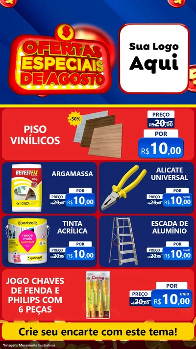Modelo de TV para TV Vertical com o tema Ofertas Especiais de Agosto para Material para Construção
