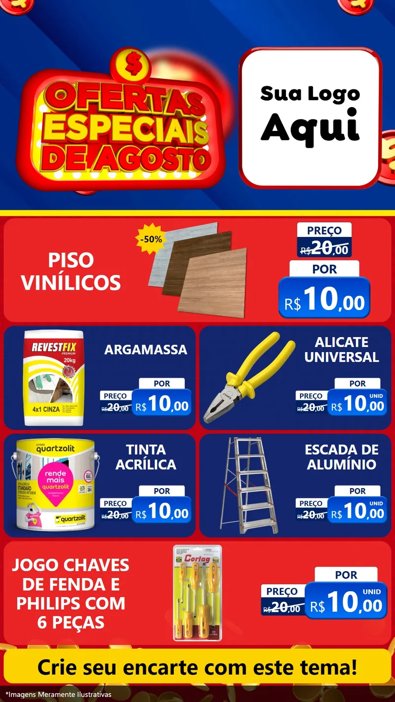 Modelo de TV para TV Vertical com o tema Ofertas Especiais de Agosto para Material para Construção
