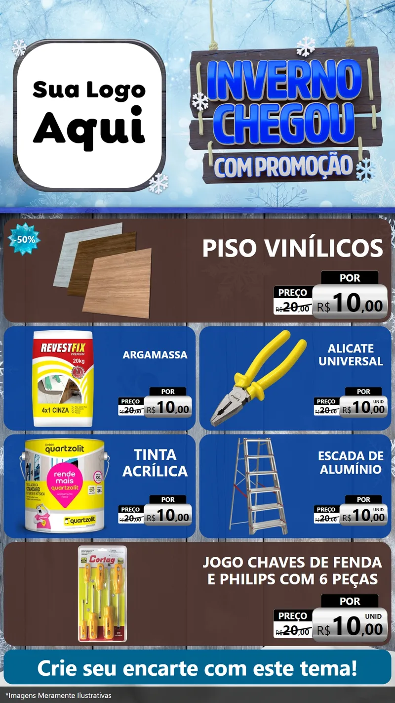 Modelo de TV para TV Vertical com o tema Inverno Chegou Com Promoção para Material para Construção
