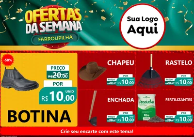 Modelo de Encarte para Encarte A4 Horizontal com o tema Ofertas da Semana Farroupilha para Agropecuária