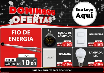 Modelo de Encarte para Encarte A4 Horizontal com o tema Domingou de Ofertas para Materiais Elétricos