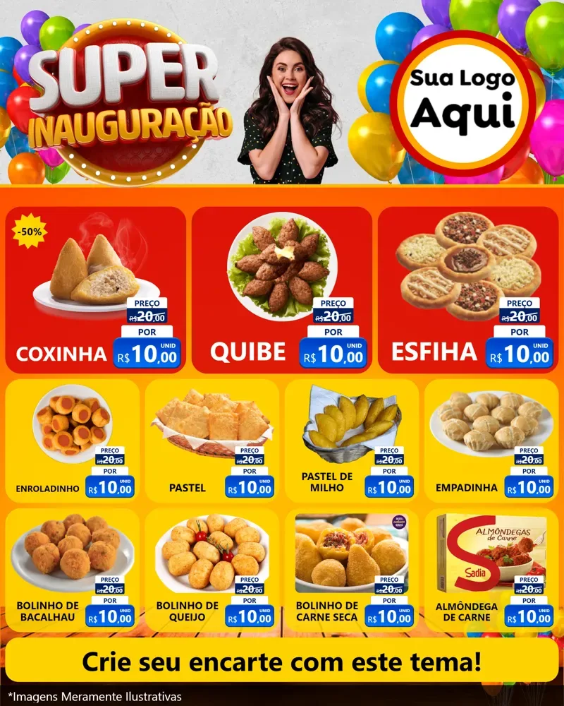 Modelo de Rede Social para Feed Instagram com o tema Super Inauguração para Salgadaria