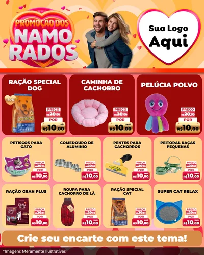 Modelo de Rede Social para Feed Instagram com o tema Promoção dos Namorados para Pet Shop