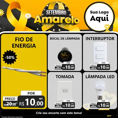 Modelo de Rede Social para Feed Facebook com o tema Setembro Amarelo para Materiais Elétricos