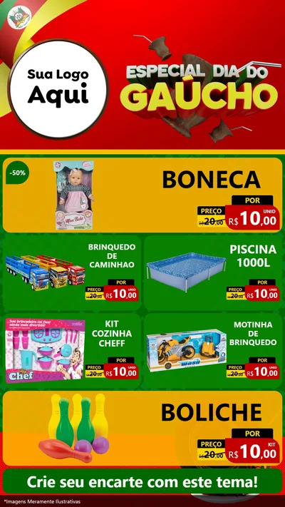 Modelo de TV para TV Vertical com o tema Especial Dia do Gaúcho para Brinquedos
