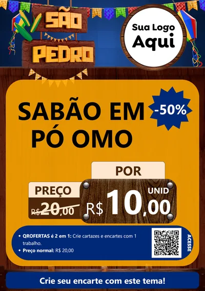 Modelo de Cartaz para Cartaz A4 Vertical com o tema São Pedro para Produtos de Limpeza
