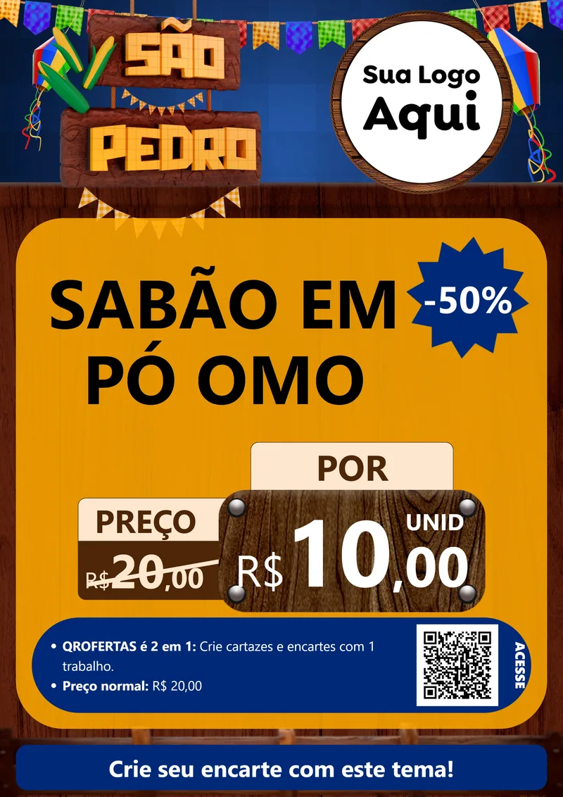 Modelo de Cartaz para Cartaz A4 Vertical com o tema São Pedro para Produtos de Limpeza